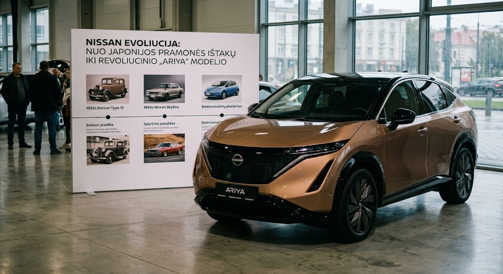 Nissan evoliucija: nuo Japonijos pramonės ištakų iki revoliucinio „Ariya“ modelio